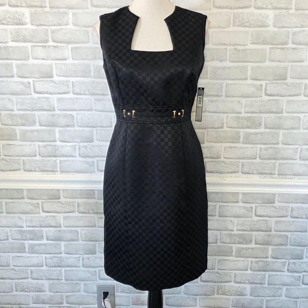 Tahari Sheath Black Dress Sleeveless NEW 4 Retro Miss Maisel Career LBD Classic